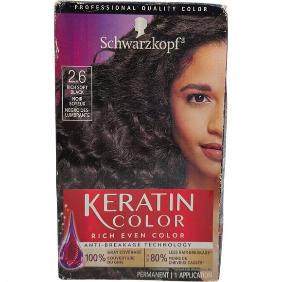 Schwarzkopf Keratin Color Permanent Hair Color 2.6 Rich Soft Black - Picture 1 of 6